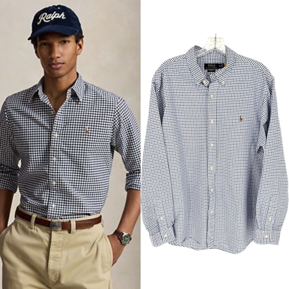 Polo Ralph Lauren Classic Fit Cotton Gingham Oxford Shirt Embroidered Pony Sz XL